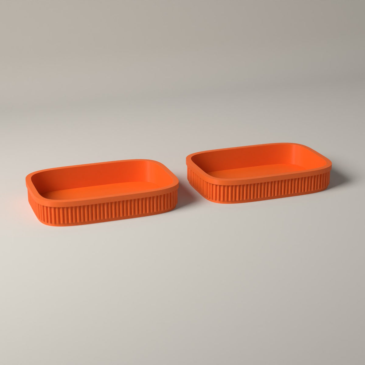 Ribbed Catch-All Trays for Keys, Coins and Jewellery, Set of 2 in orange