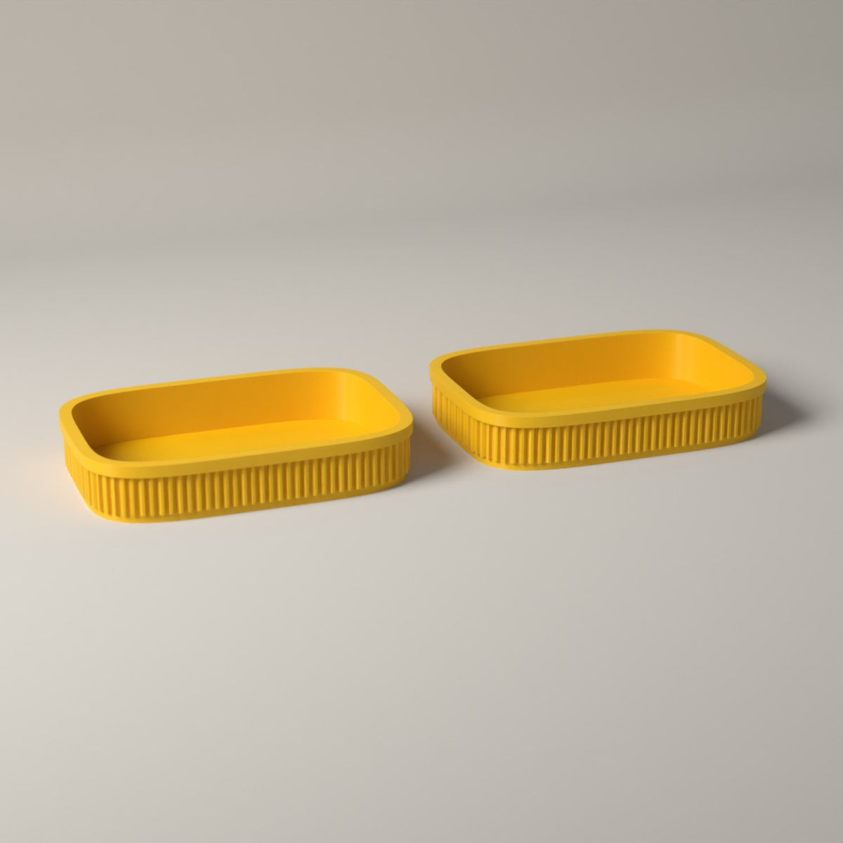 Ribbed Catch-All Trays for Keys, Coins and Jewellery, Set of 2 in sunflower yellow