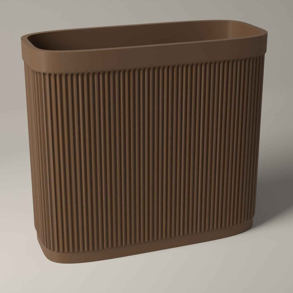 Ribbed Magazine Rack for Upright Magazine and Book Storage in cocoa brown