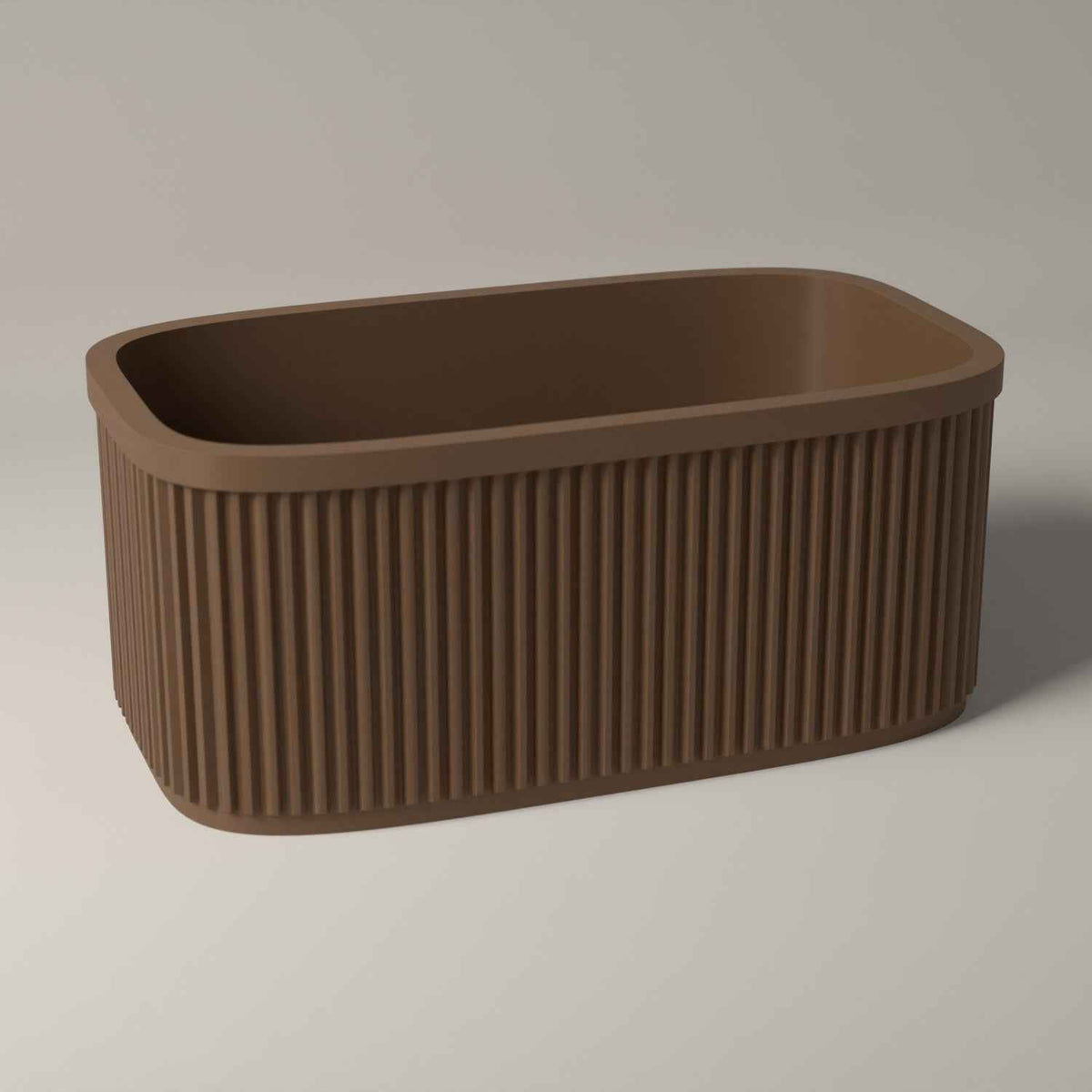 Ribbed Oval Jewellery Tray in cocoa brown