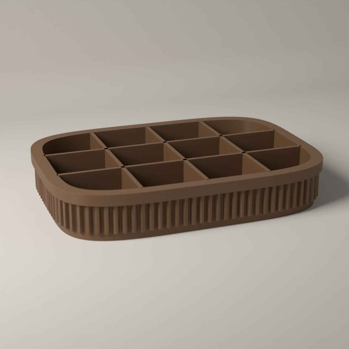 Earring Tray, Ribbed Jewellery Organiser for Studs and Small Earrings in cocoa brown