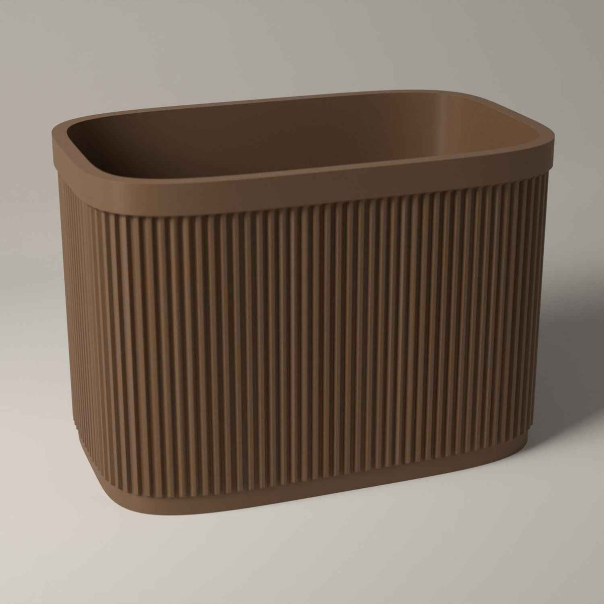 Ribbed 7 Inch Record Holder for Vinyl Singles - Open Record Storage in cocoa brown