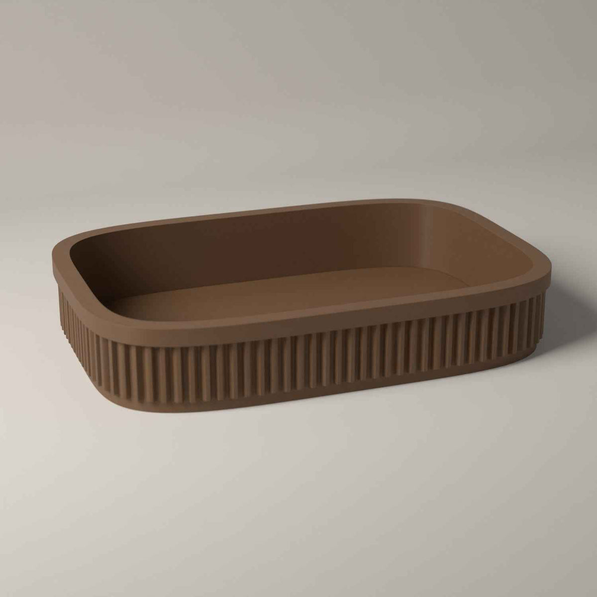 Ribbed Catch-All Tray for Keys, Coins and Jewellery in cocoa brown