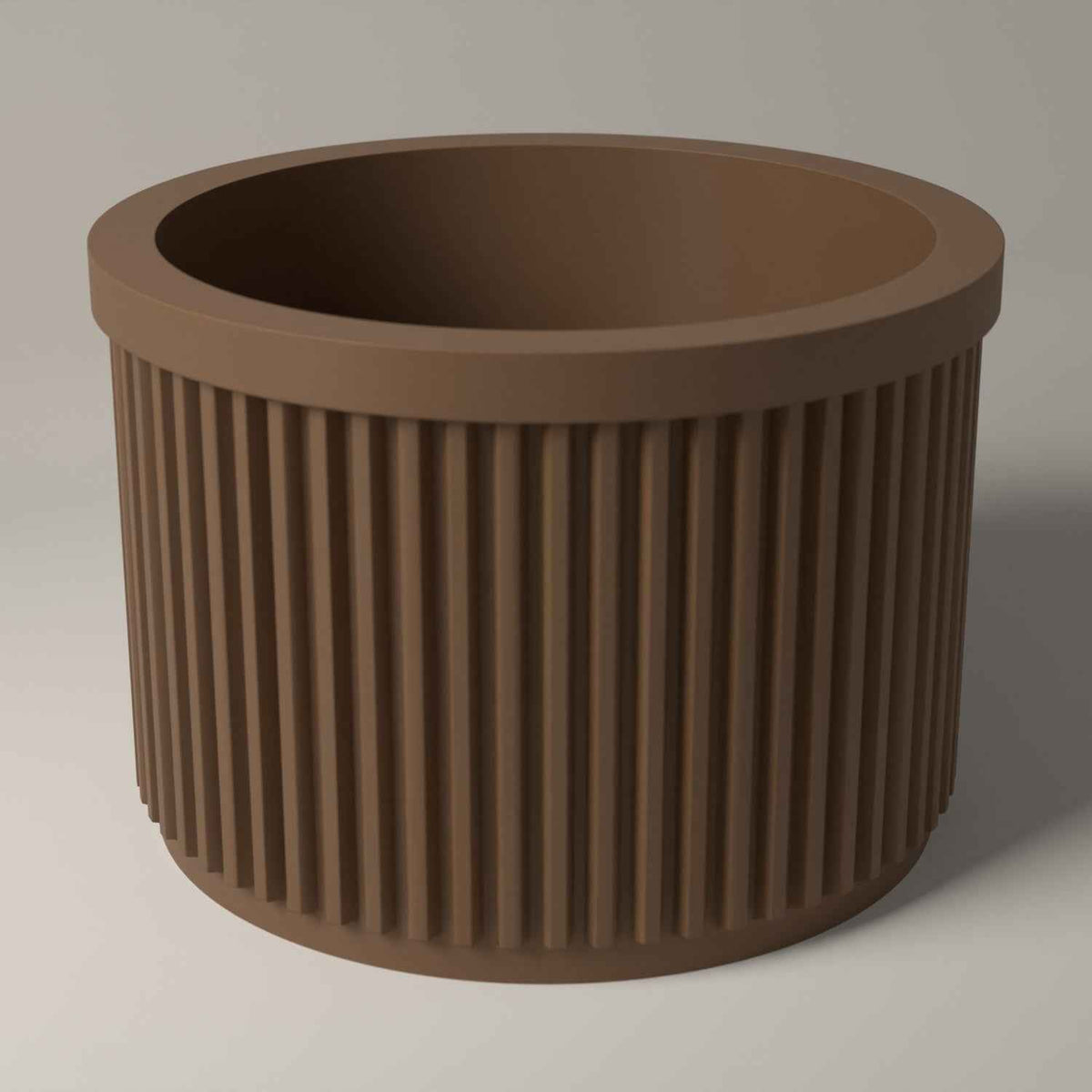 Ribbed Lip Balm Holder Pot for Dressing Table and Desk Storage in cocoa brown