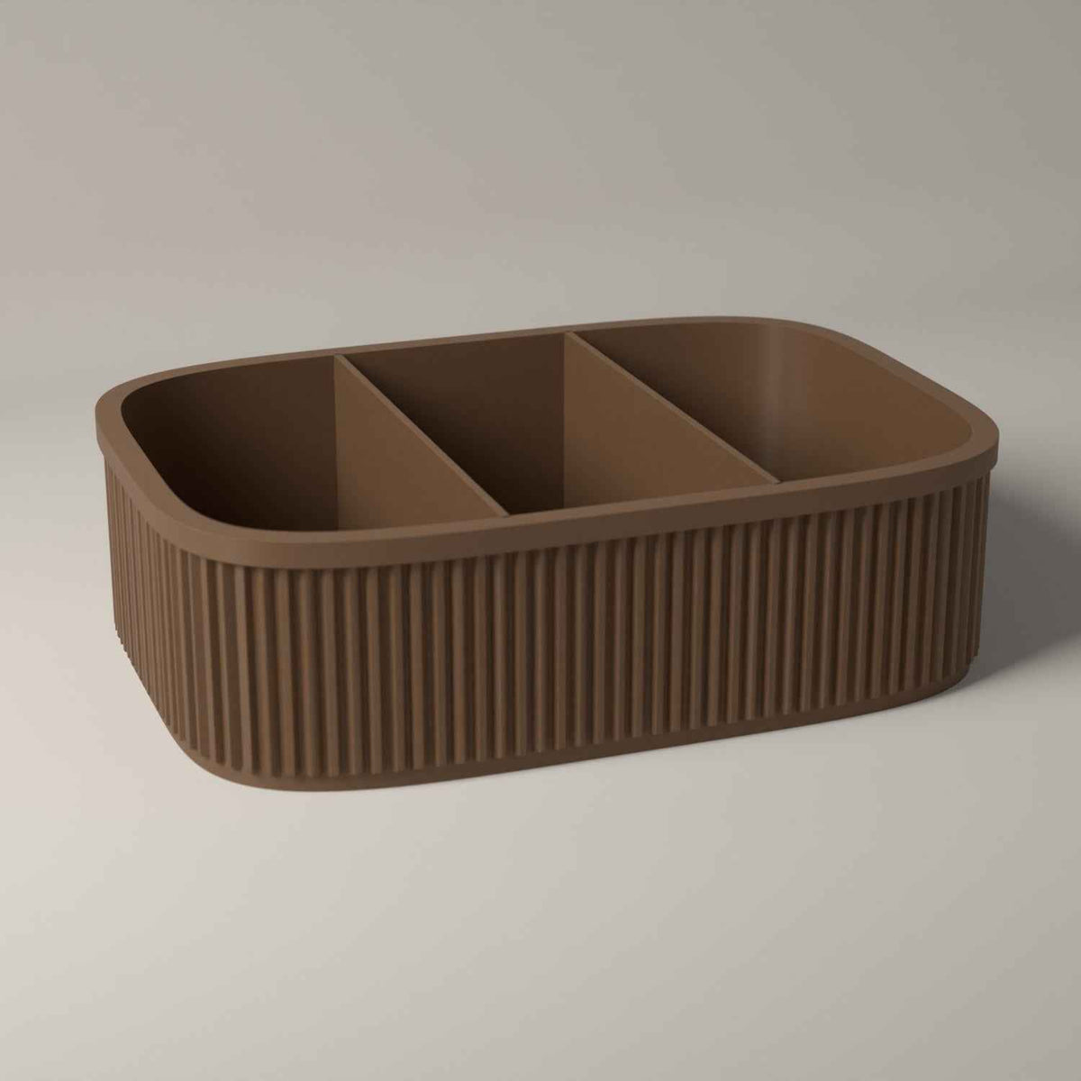 Divided Snack Box, Ribbed Organiser for Individually Wrapped Treats in cocoa brown