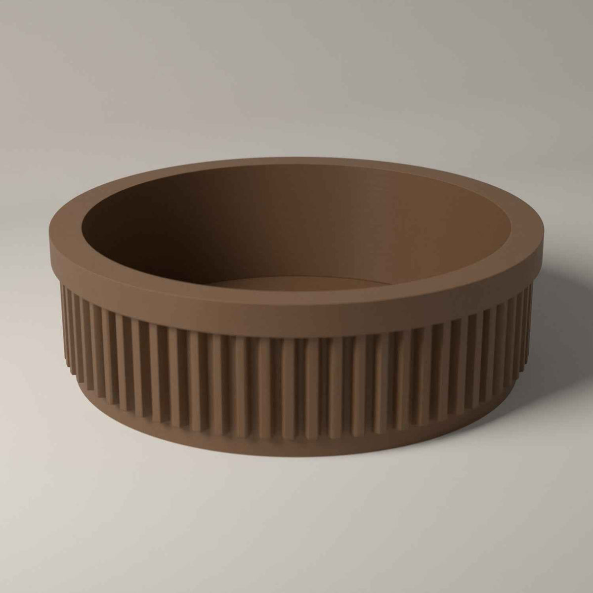 Ribbed Ring Holder Dish - Small Jewellery Tray for Rings and Studs in cocoa brown