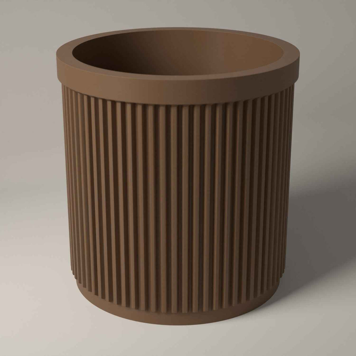 Pencil Pot, Ribbed Desktop Holder for Pens, Pencils and Markers in cocoa brown