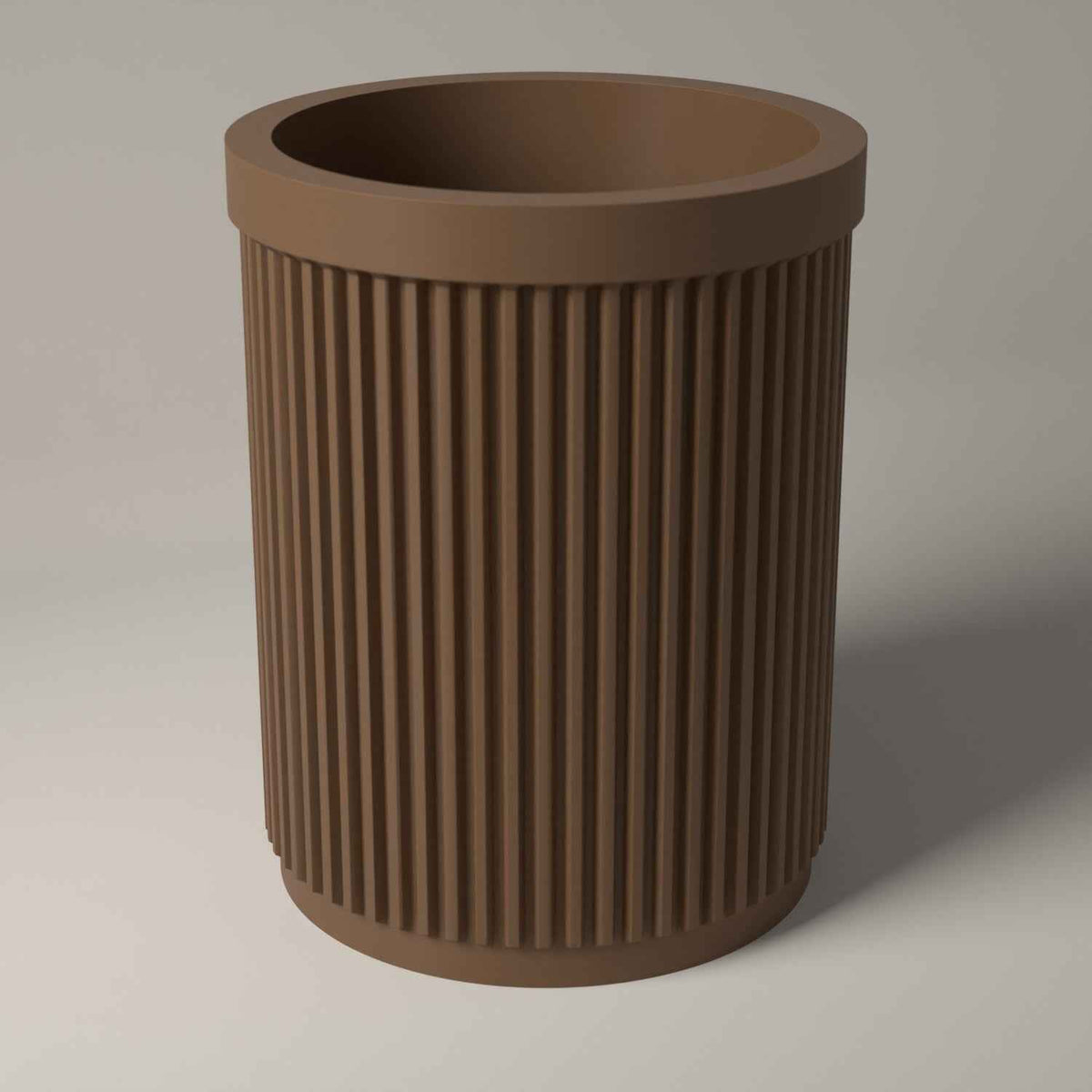 Ribbed Makeup Brush Holder - Upright Storage for Your Dressing Table in cocoa brown