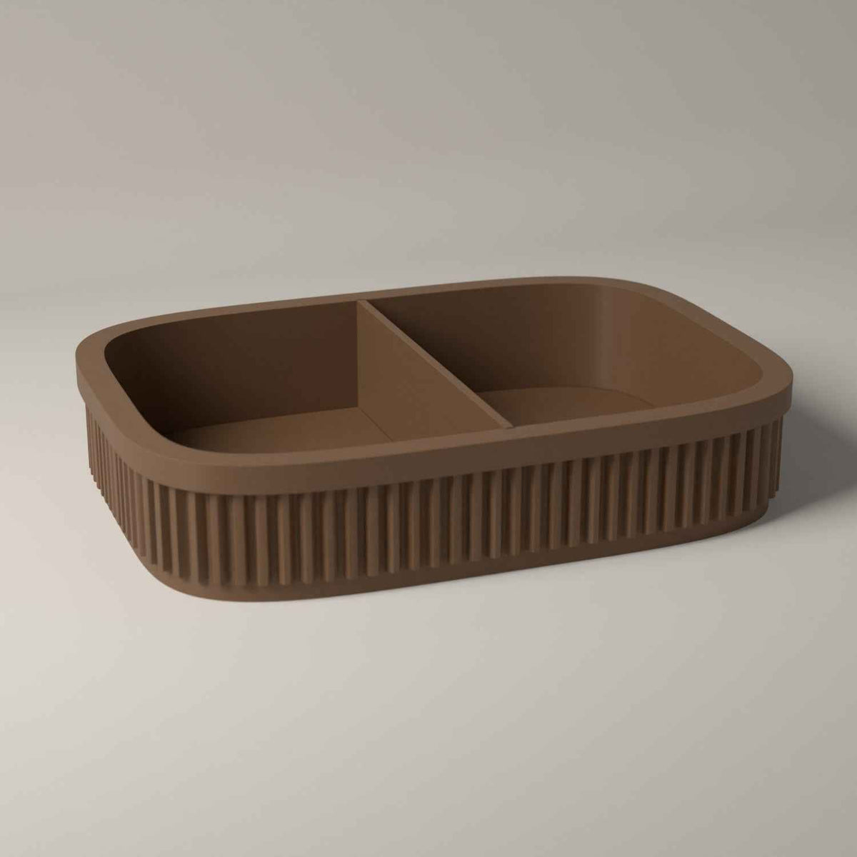 Ribbed Coin and Money Tray - Small Catch All for Keys and Loose Change in cocoa brown