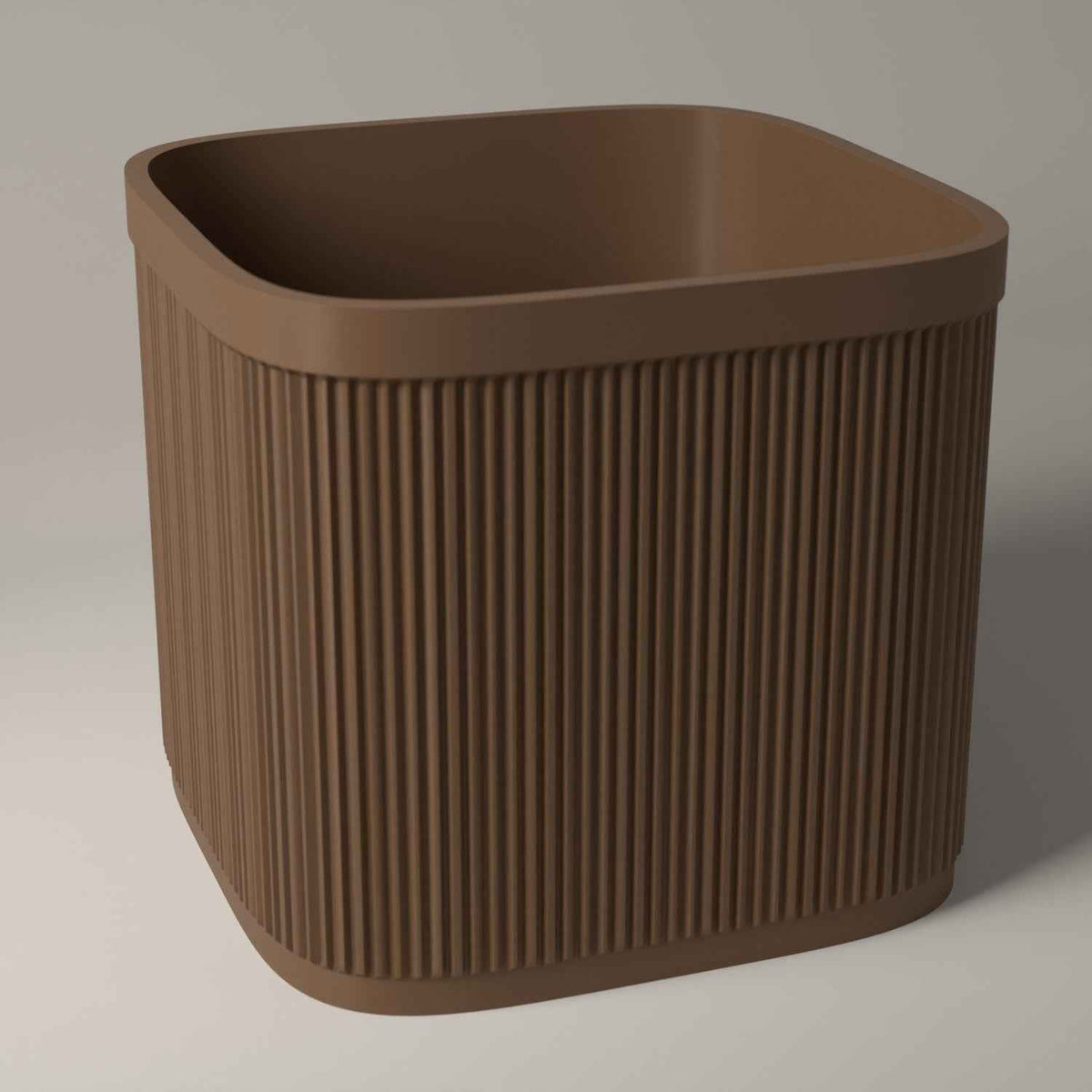7 Inch Vinyl Record Crate, Ribbed Storage for Singles in cocoa brown