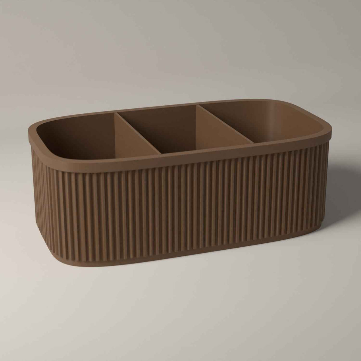 Ribbed Teacher Desk Caddy - Classroom Stationery Storage Organiser in cocoa brown