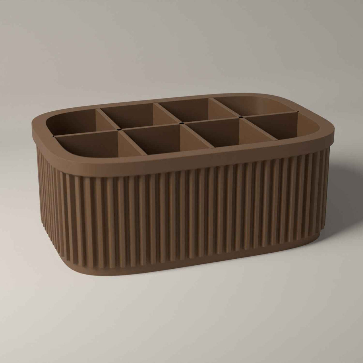 Lipstick Holder, Ribbed Makeup Organiser for a Dressing Table in cocoa brown