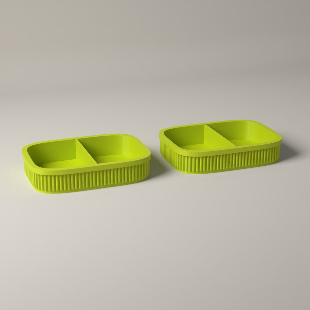 Coin Trays Set of 2, Ribbed Catch-All Dishes for Loose Change in bright green