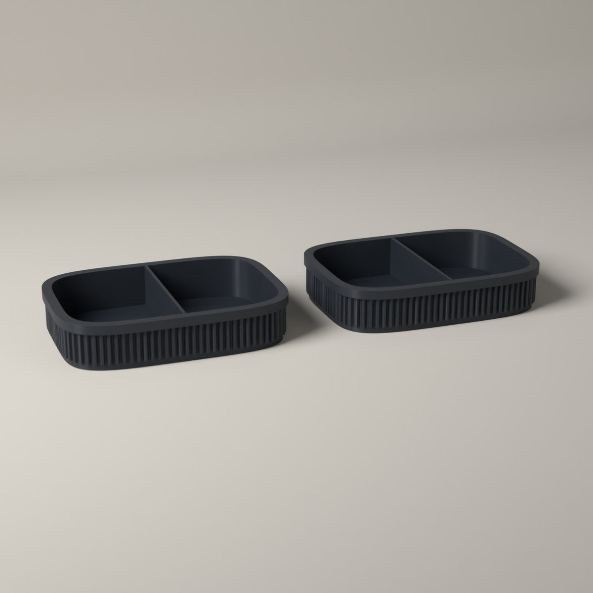 Coin Trays Set of 2, Ribbed Catch-All Dishes for Loose Change in grey