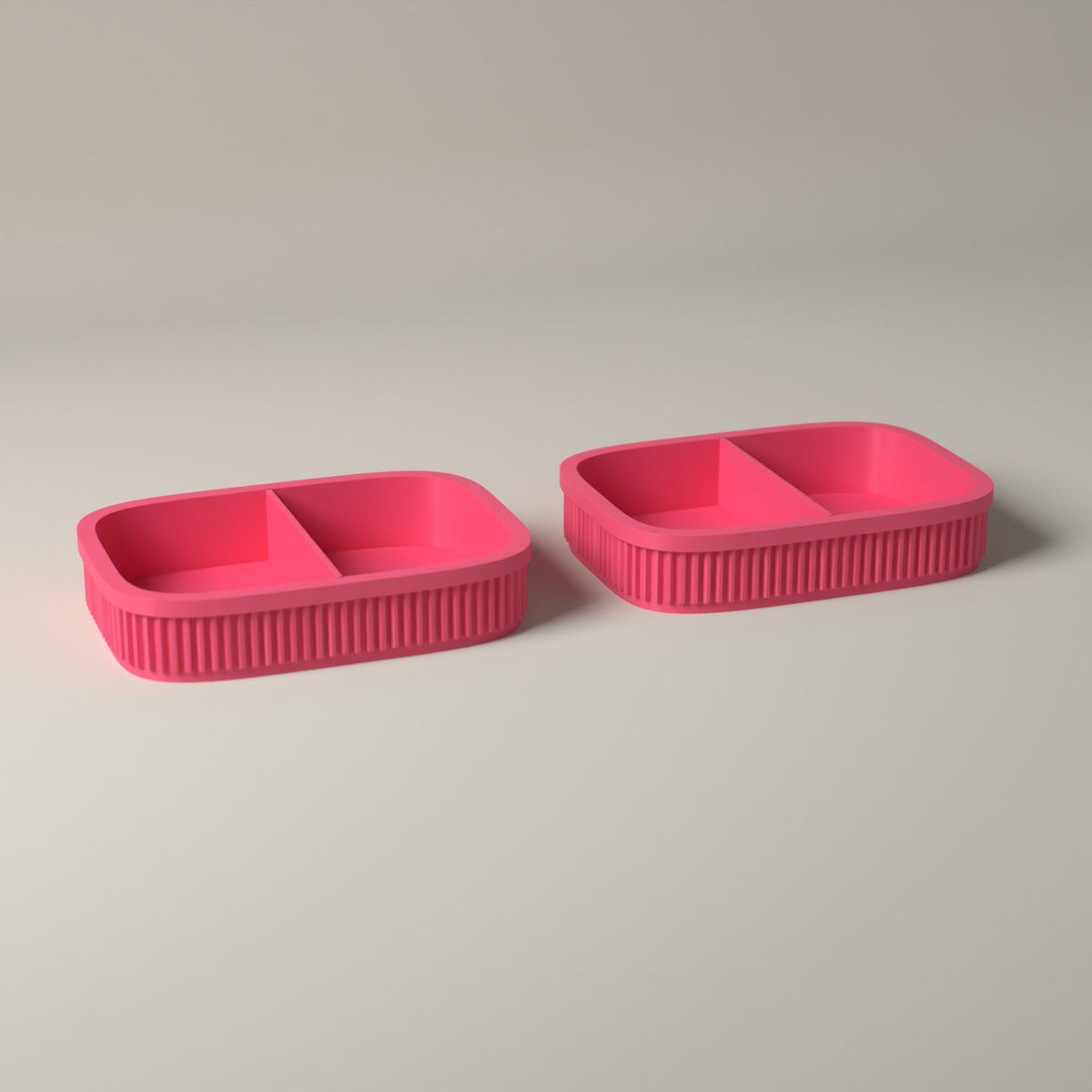 Coin Trays Set of 2, Ribbed Catch-All Dishes for Loose Change in hot pink