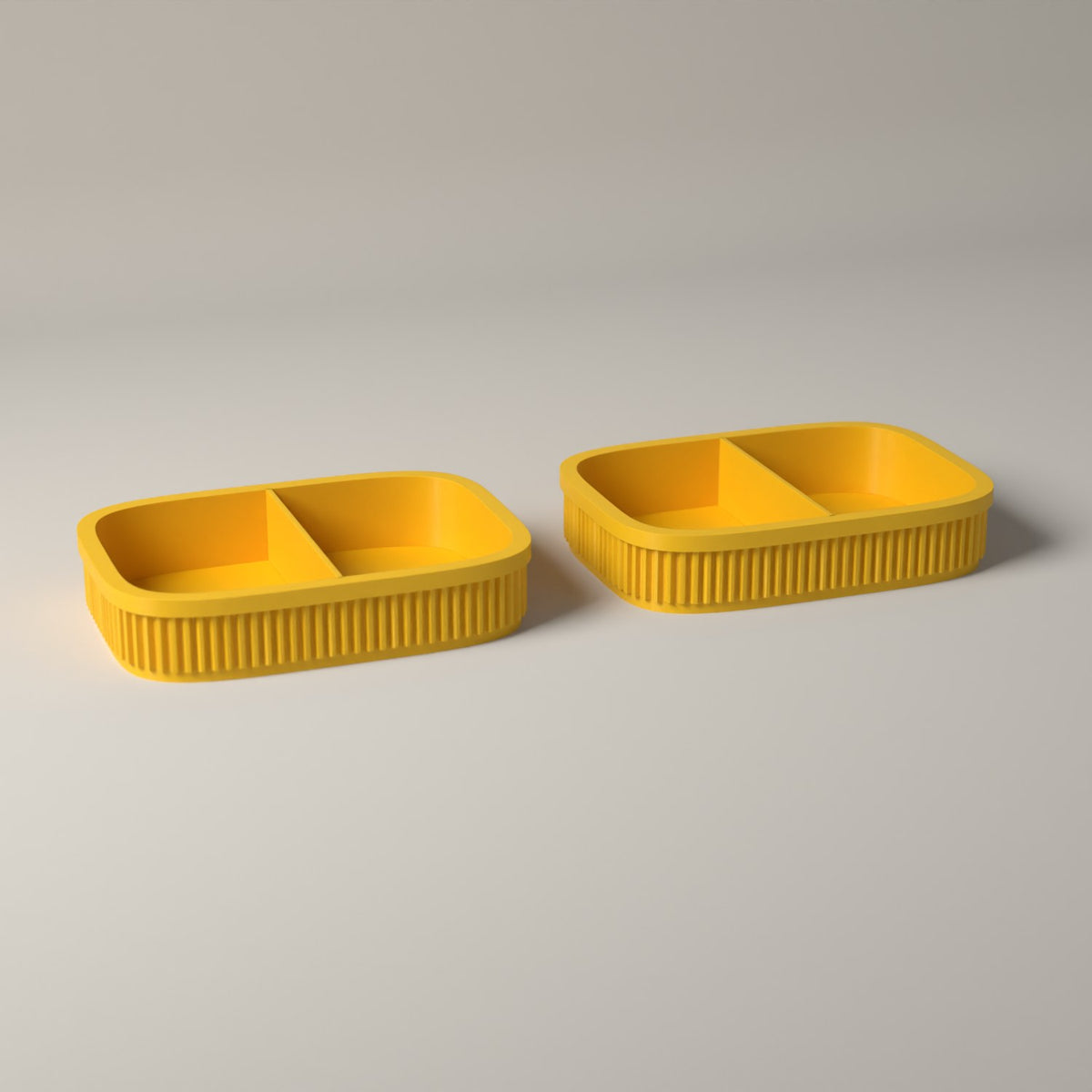 Coin Trays Set of 2, Ribbed Catch-All Dishes for Loose Change in sunflower yellow