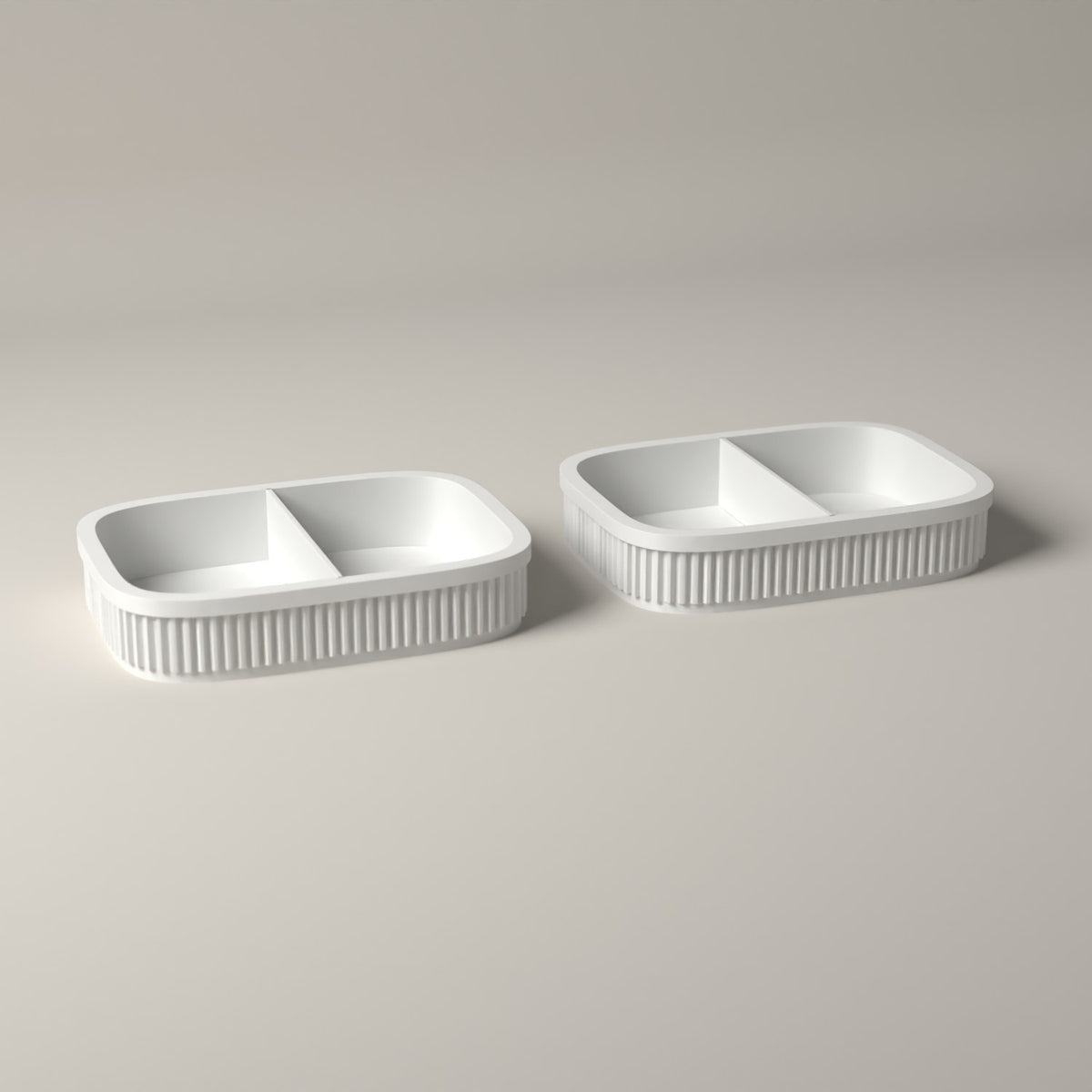 Coin Trays Set of 2, Ribbed Catch-All Dishes for Loose Change in white
