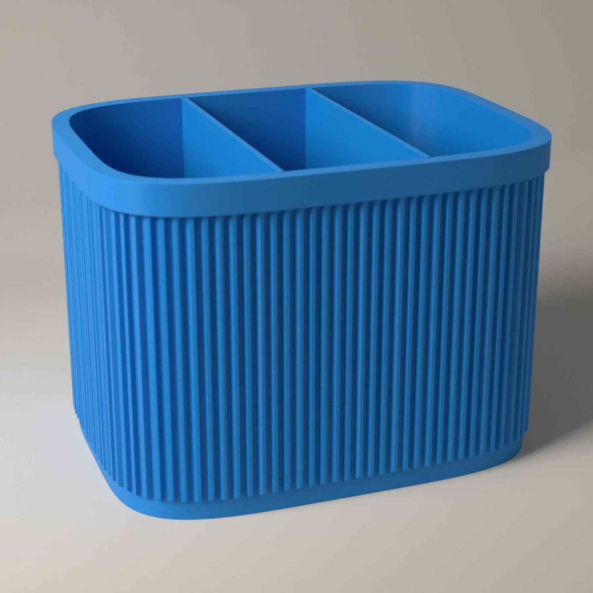 Ribbed Cutlery Caddy with Divided Storage for Table Organisation in cyan