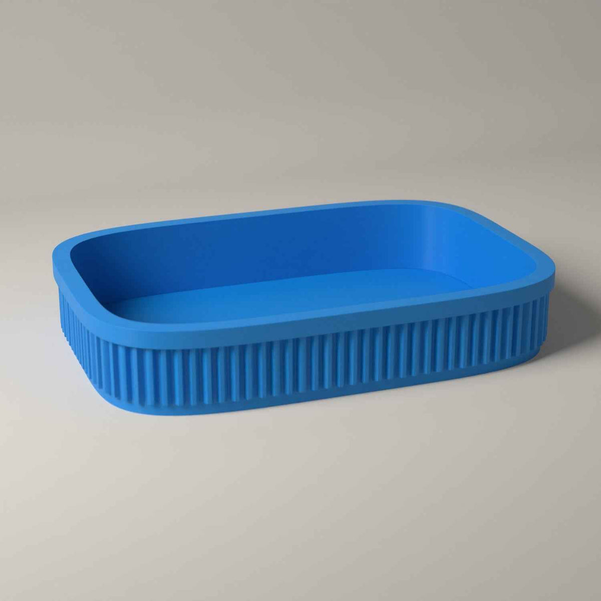 Ribbed Catch-All Tray for Keys, Coins and Jewellery in cyan