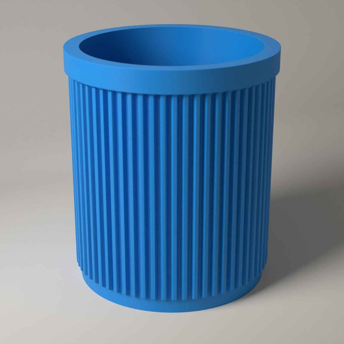 Ribbed Pen Pot for Pens and Pencils - Upright Desk Storage Holder in cyan