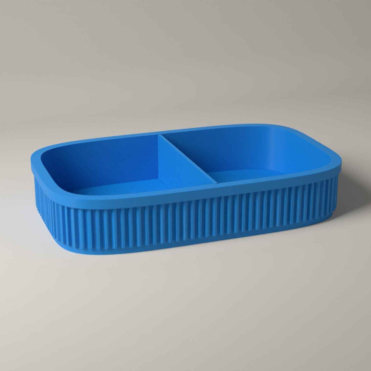 Divided Key Tray, Ribbed Hallway Organiser for Keys, Cards and Coins in cyan