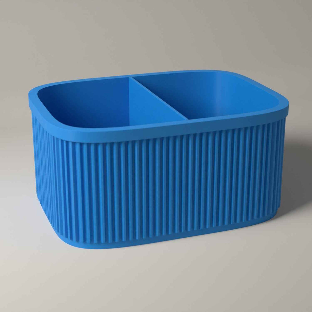 Ribbed Bedside Caddy - Tabletop Organiser for Nightstand Essentials in cyan