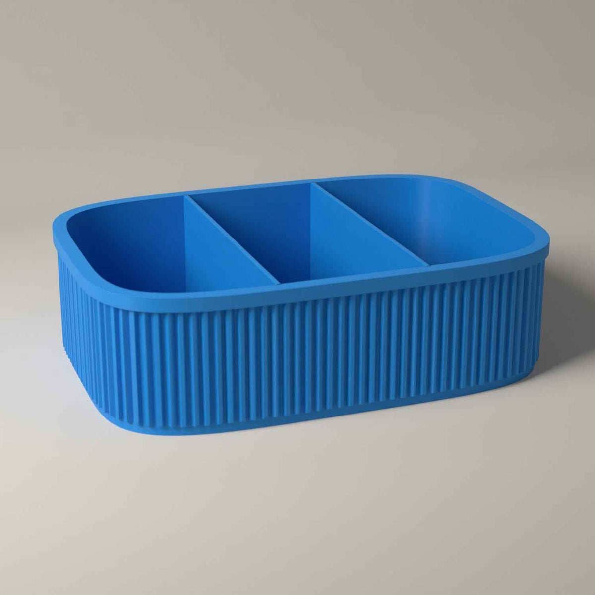 Divided Snack Box, Ribbed Organiser for Individually Wrapped Treats in cyan