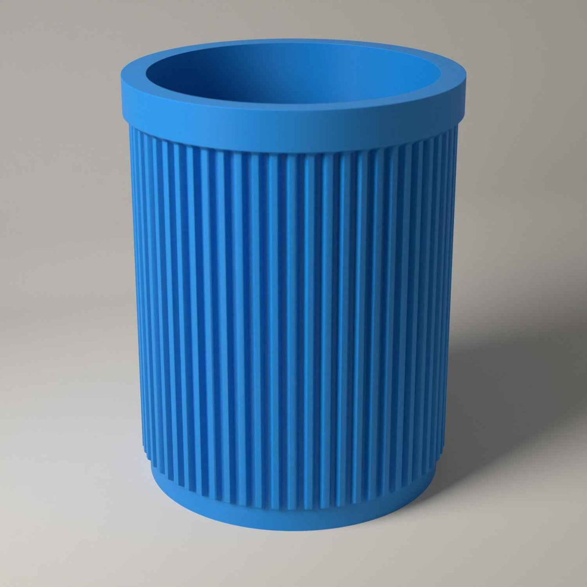 Ribbed Makeup Brush Holder - Upright Storage for Your Dressing Table in cyan