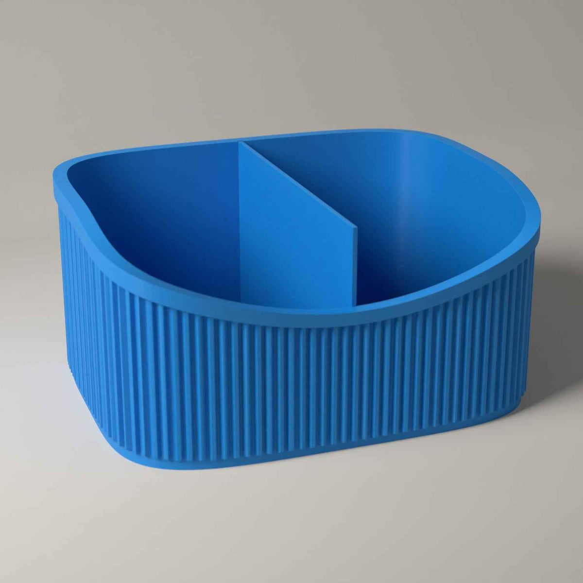 Desk Organiser, Ribbed Multi-Section Storage for Stationery in cyan