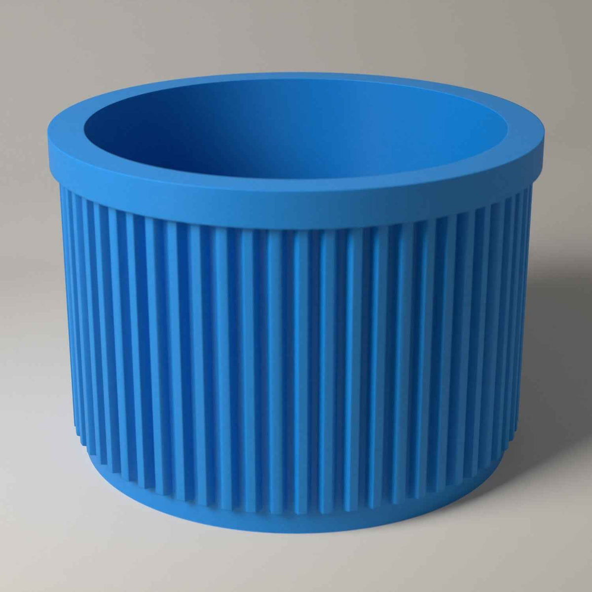 Ribbed Lip Balm Holder Pot for Dressing Table and Desk Storage in cyan