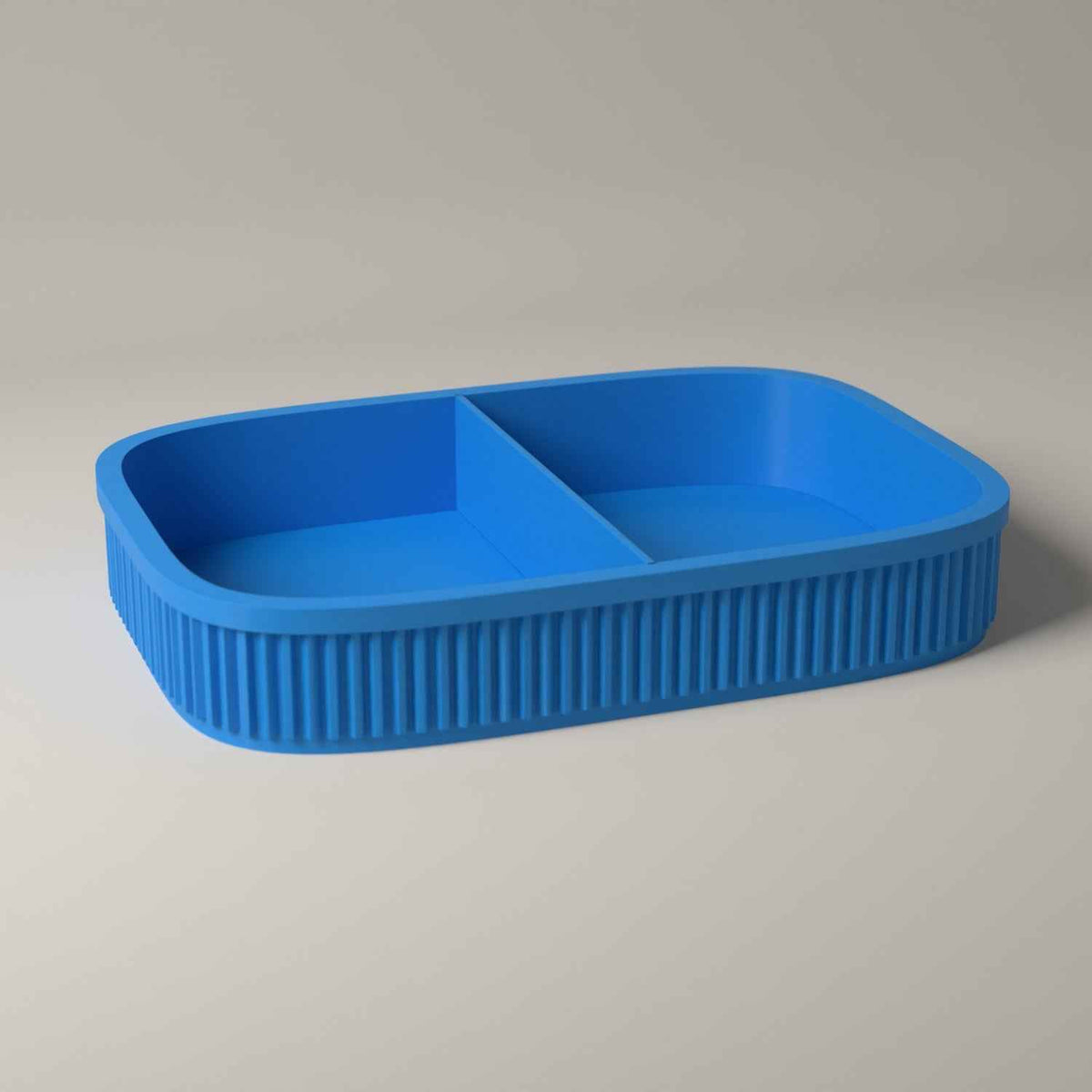 Ribbed Valet Tray for Keys, Wallet and Watch - Bedside Catch All in cyan