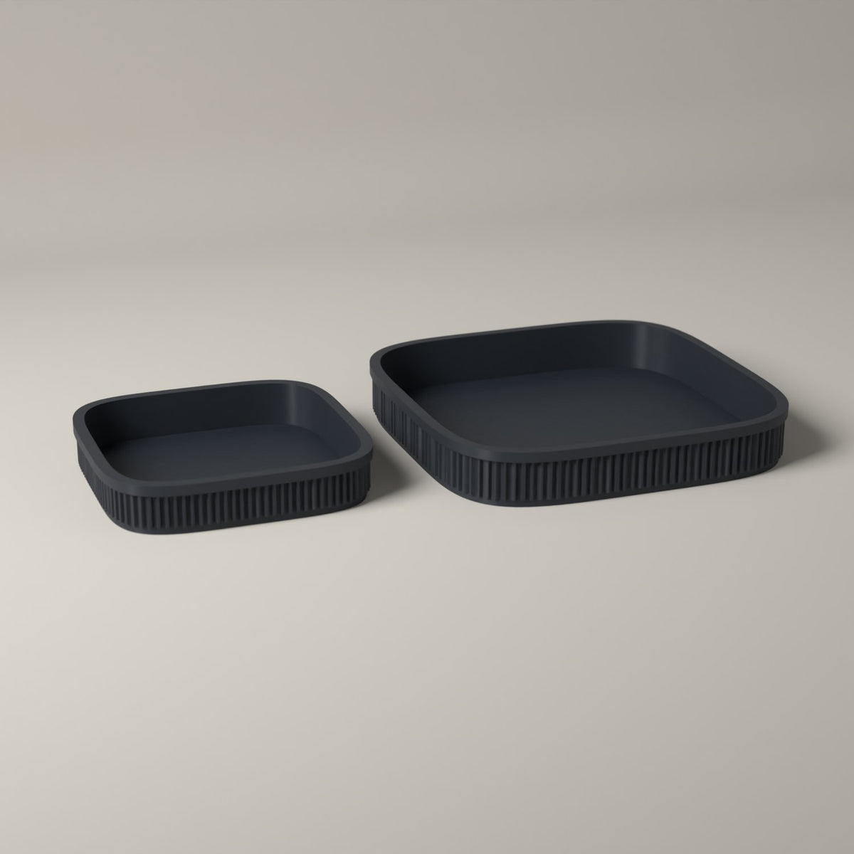 Dice Trays Set of 2, Ribbed Rolling Trays for Tabletop Games in grey