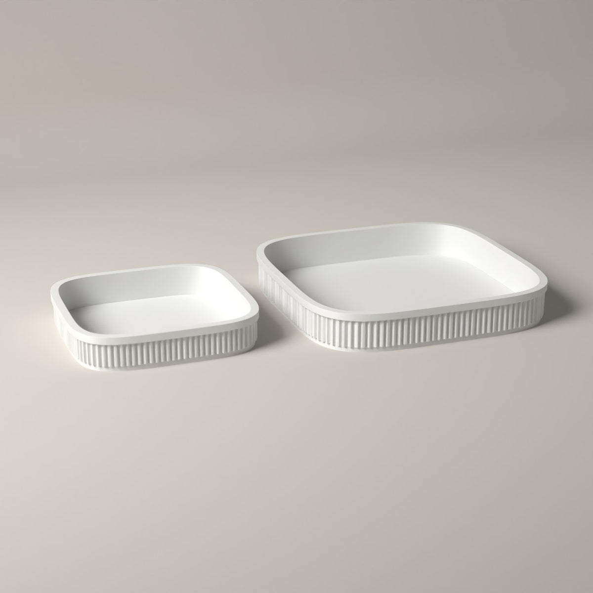 Dice Trays Set of 2, Ribbed Rolling Trays for Tabletop Games in white