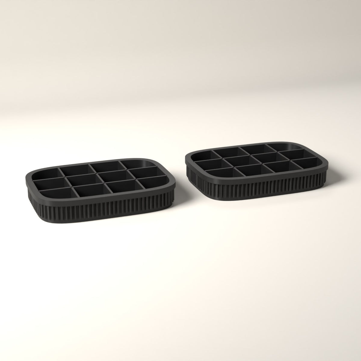 Earring Trays Set of 2, Ribbed Jewellery Organisers for Studs in black