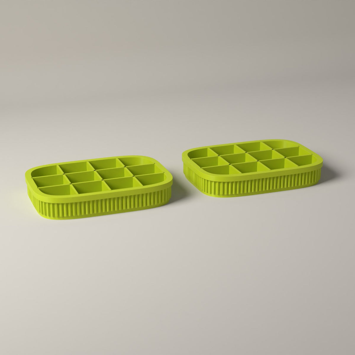 Earring Trays Set of 2, Ribbed Jewellery Organisers for Studs in bright green