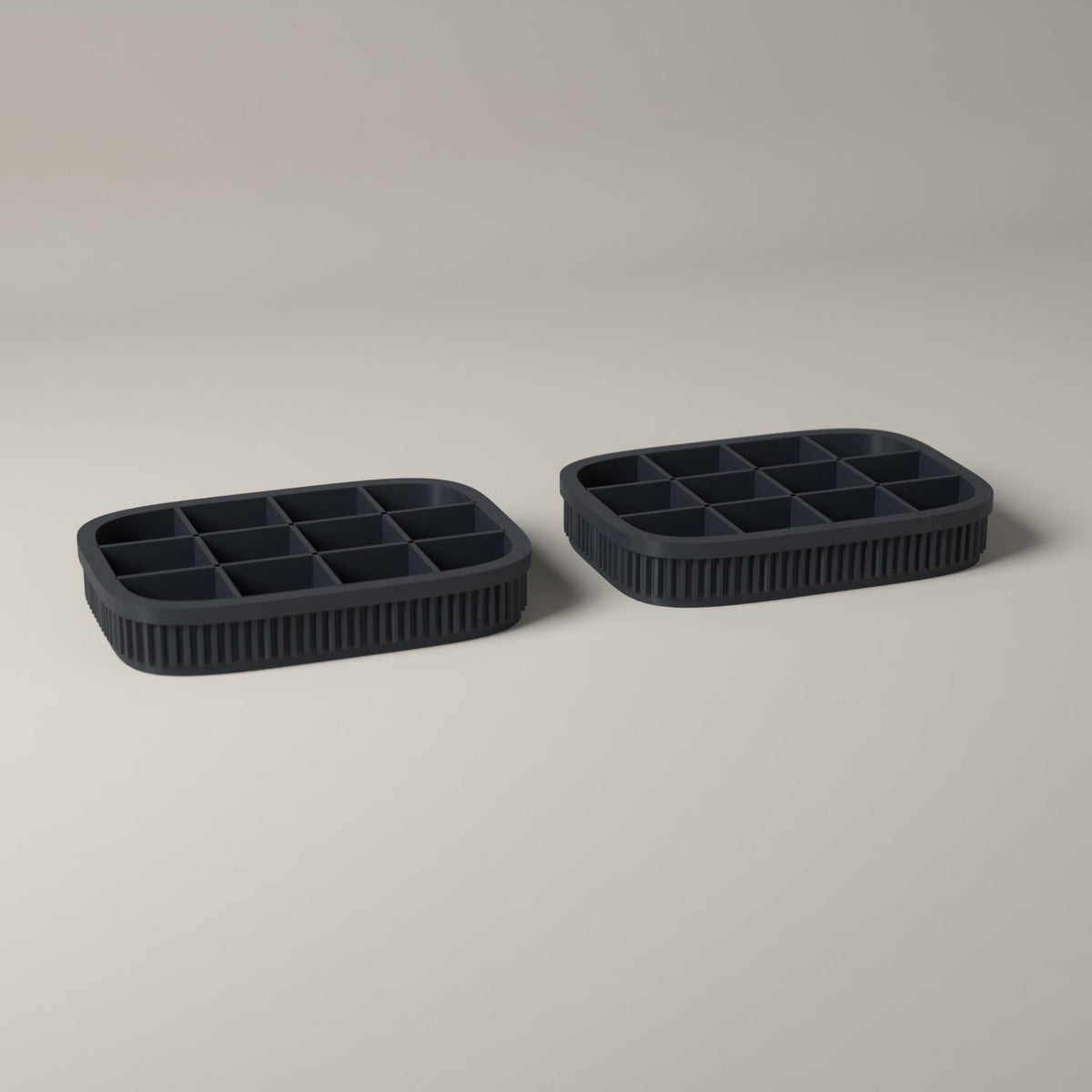 Earring Trays Set of 2, Ribbed Jewellery Organisers for Studs in grey