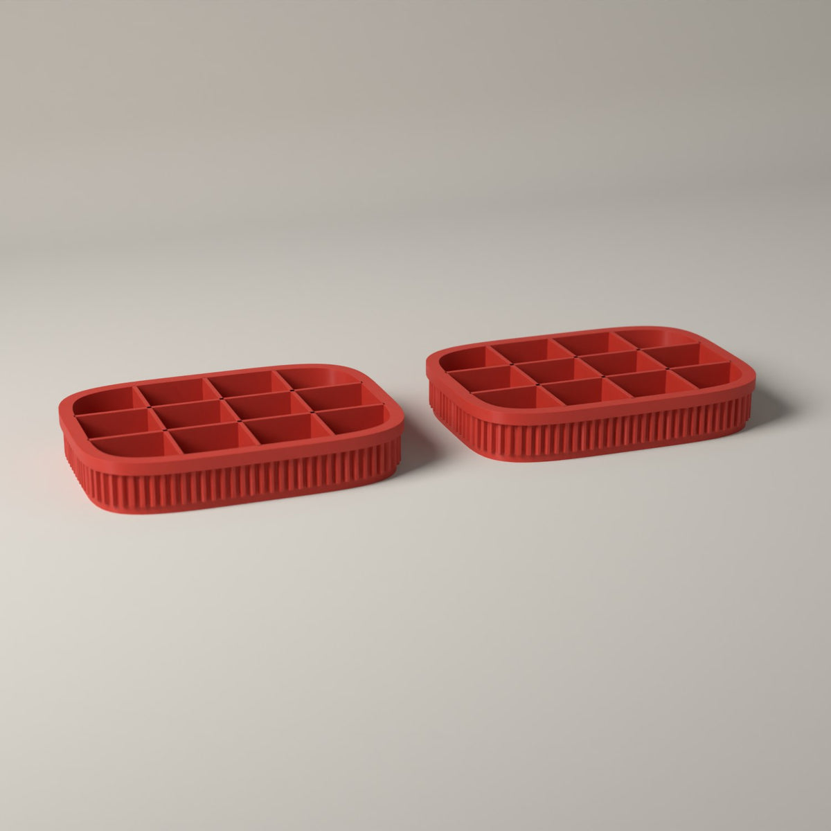 Earring Trays Set of 2, Ribbed Jewellery Organisers for Studs in red