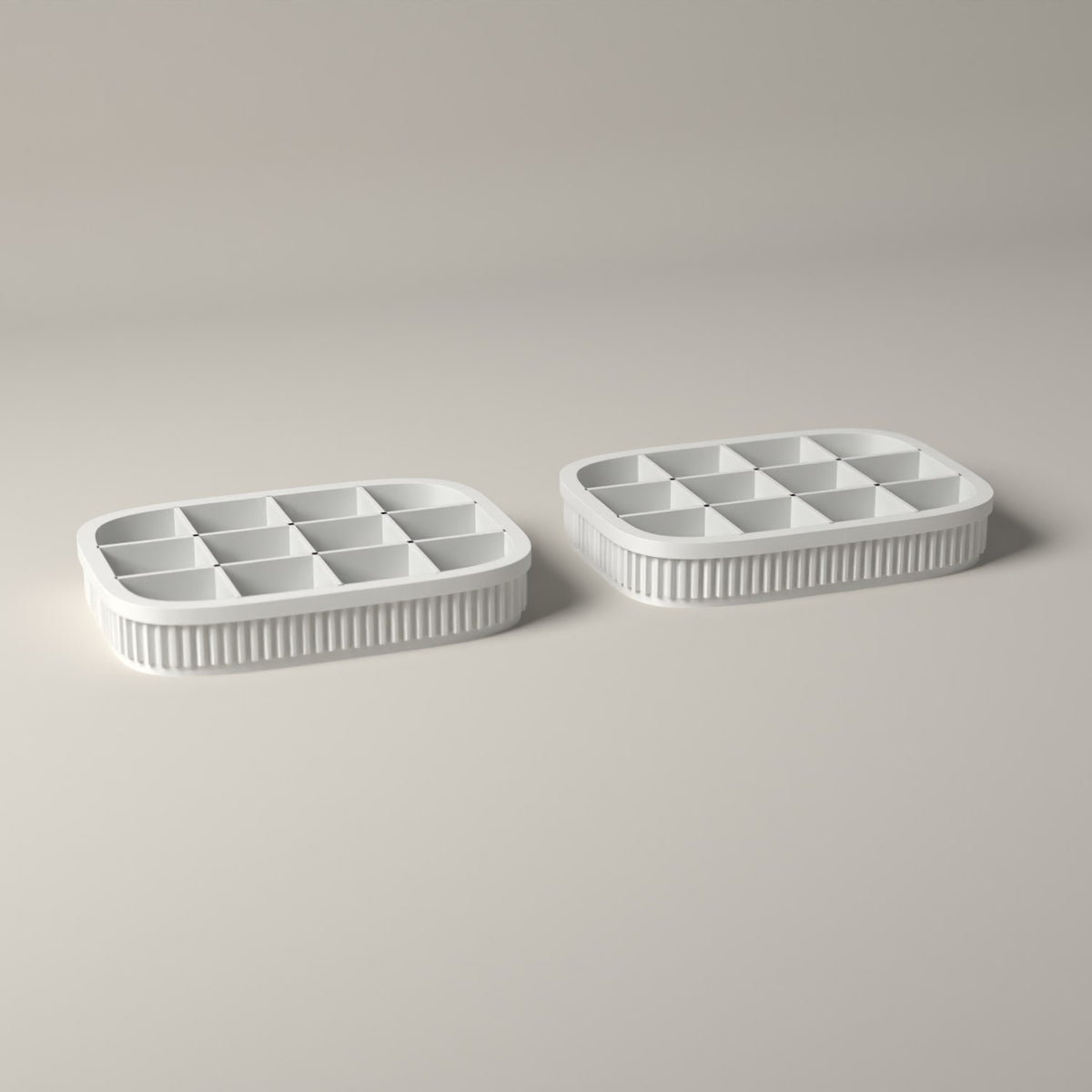 Earring Trays Set of 2, Ribbed Jewellery Organisers for Studs in white