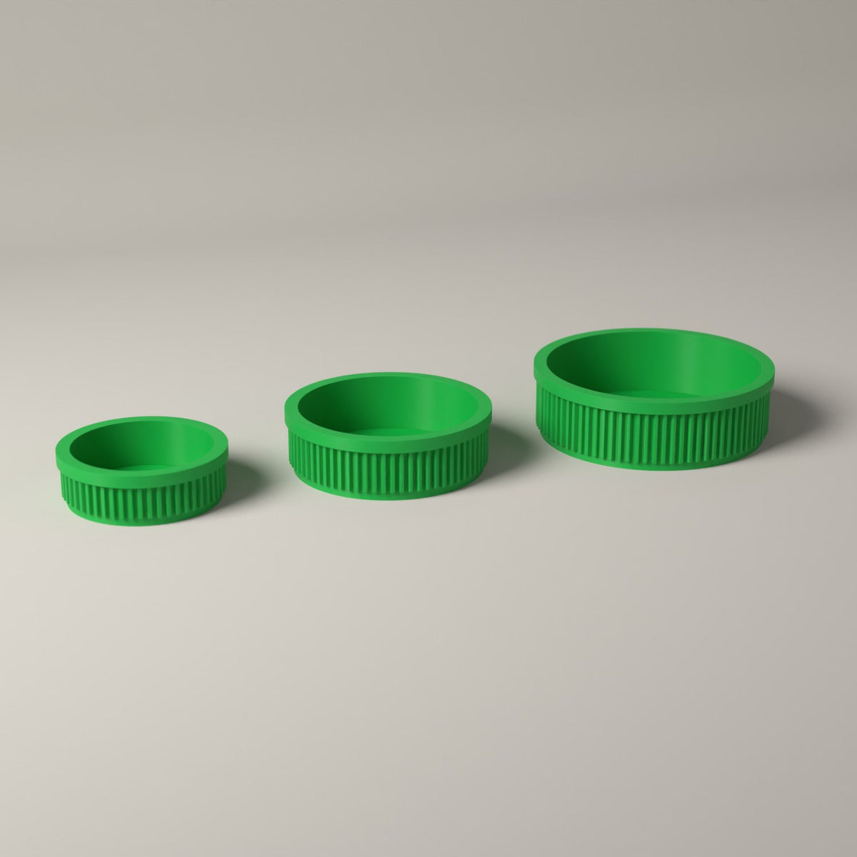 Ring Dishes Set of 3, Ribbed Jewellery Trays in Graduated Sizes in forest green