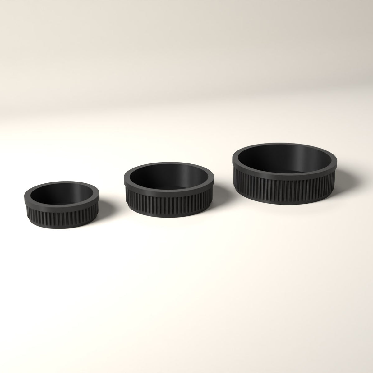 Ring Dishes Set of 3, Ribbed Jewellery Trays in Graduated Sizes in black