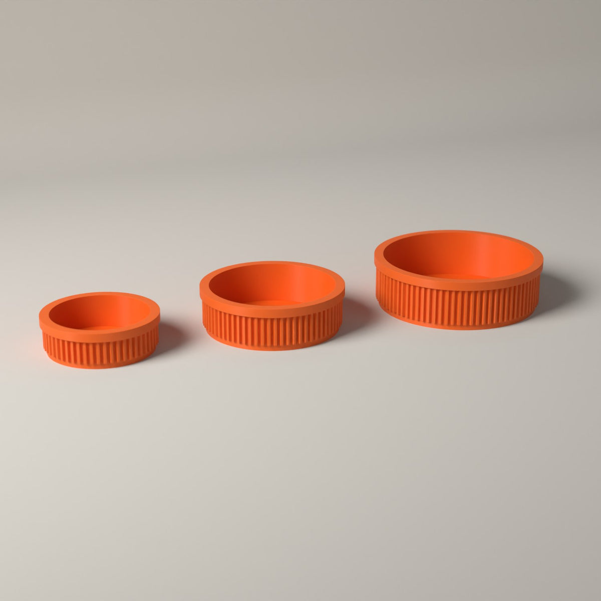 Ring Dishes Set of 3, Ribbed Jewellery Trays in Graduated Sizes in orange