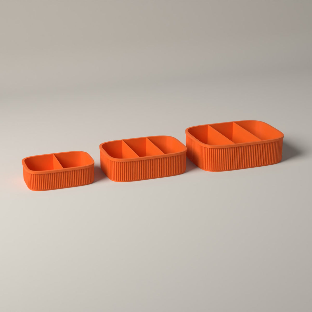 Snack Boxes Set of 3, Ribbed Organisers for Wrapped Treats in orange