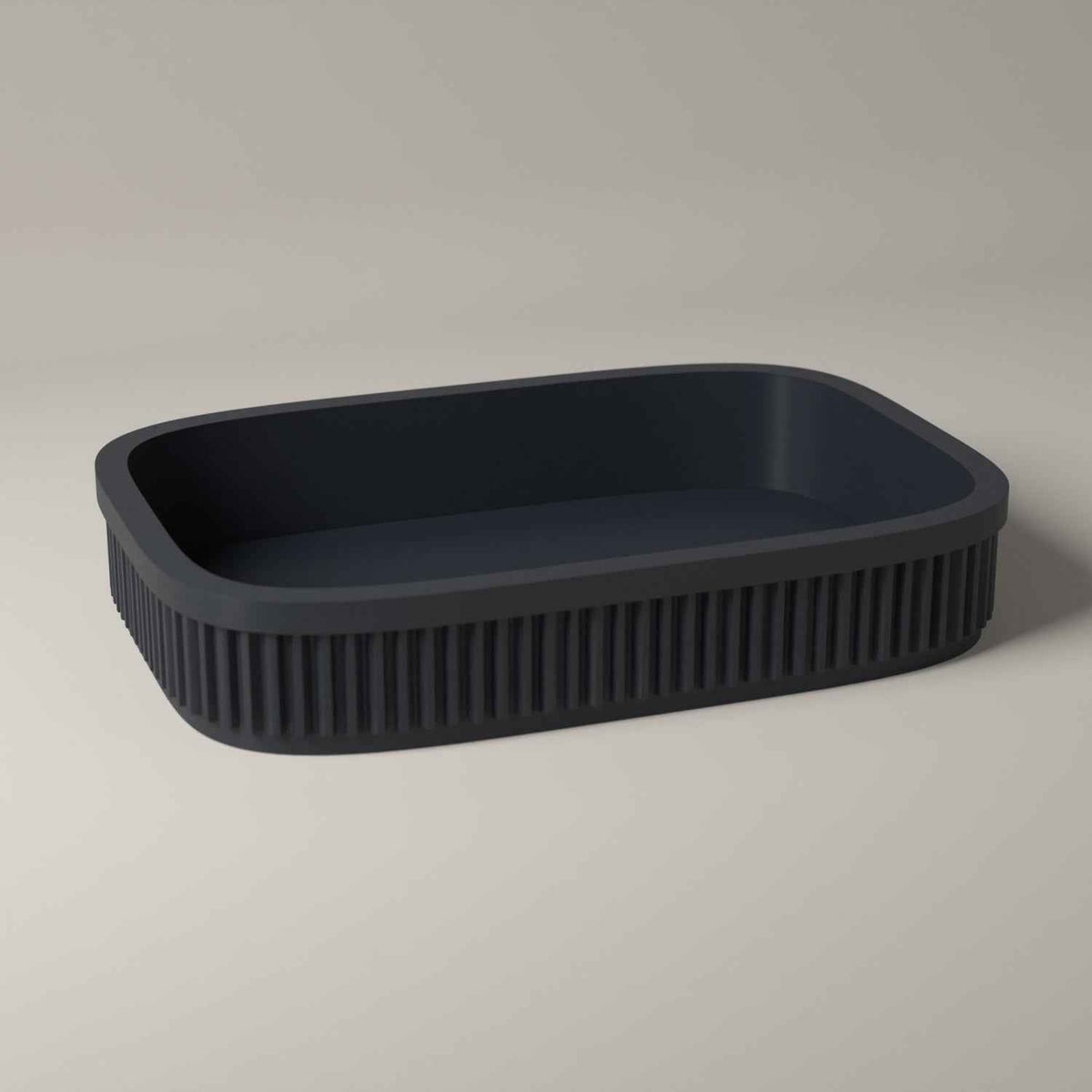 Ribbed Catch-All Tray for Keys, Coins and Jewellery in grey