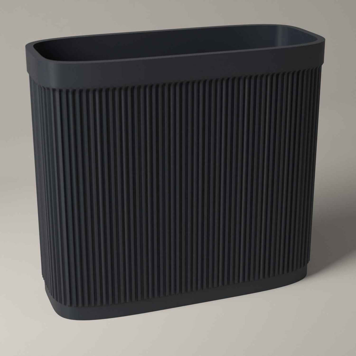 Ribbed Magazine Rack for Upright Magazine and Book Storage in grey