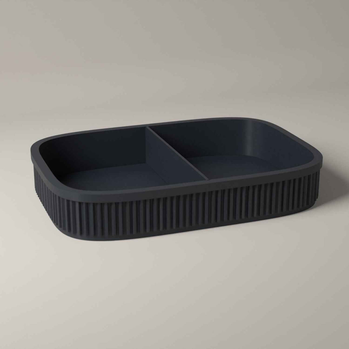 Ribbed Valet Tray for Keys, Wallet and Watch - Bedside Catch All in grey