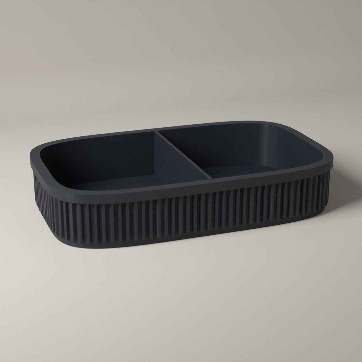Divided Key Tray, Ribbed Hallway Organiser for Keys, Cards and Coins in grey