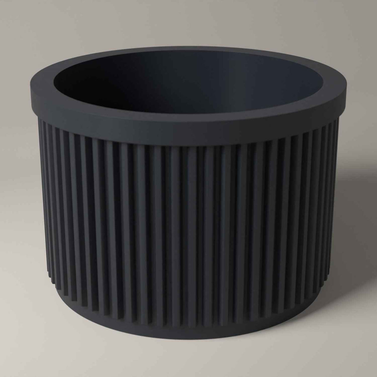 Ribbed Lip Balm Holder Pot for Dressing Table and Desk Storage in grey