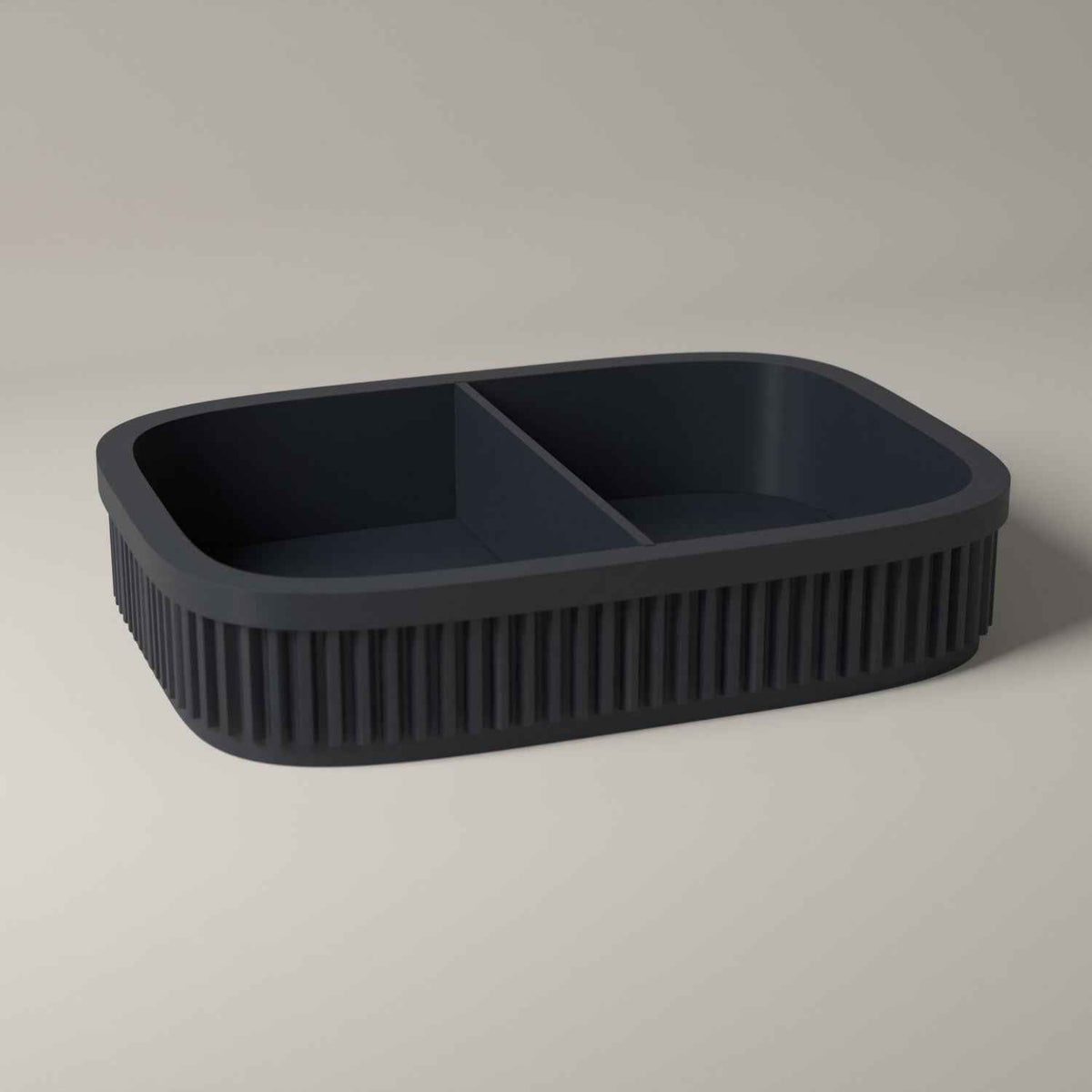 Ribbed Coin and Money Tray - Small Catch All for Keys and Loose Change in grey