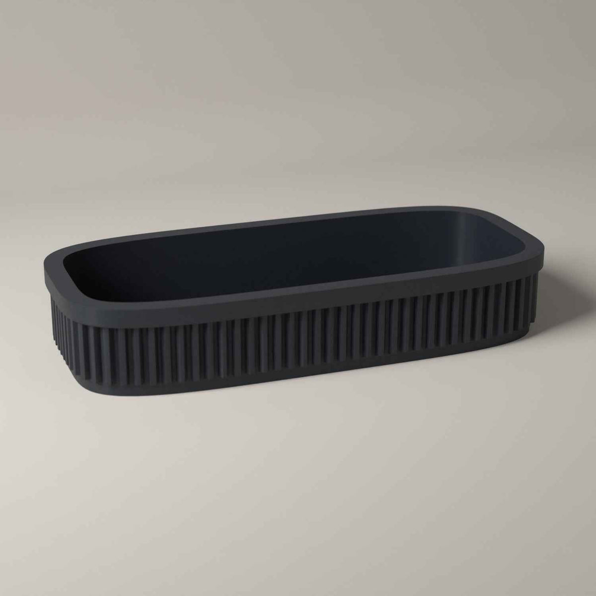 Ribbed Eyeglasses Tray - Shallow Bedside Storage for Reading Glasses in grey