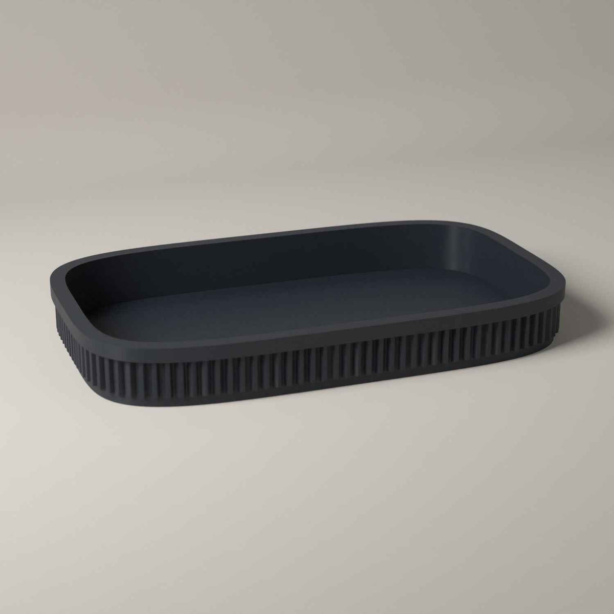 Ribbed Rolling Tray and Shallow Desktop Organiser in grey